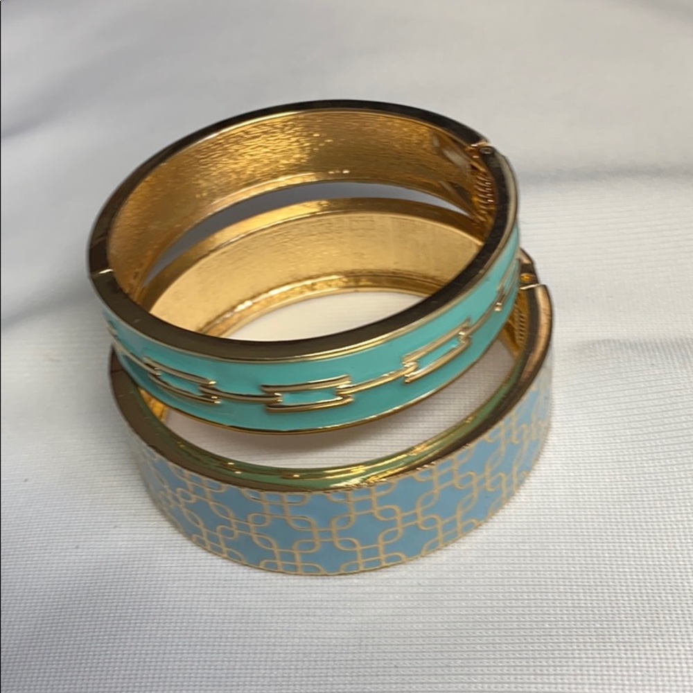 Gold and blue tonal bracelet set